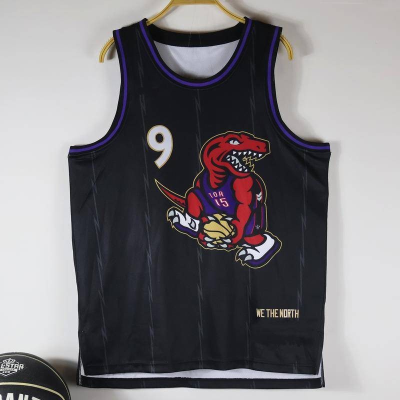 Hot Pressed Mens Jersey Toronto Raptors RJ Barrett 2024-25 City Black Basketball Jersey Tailandesas 