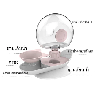 BHQ เครื่องให้น้ำแมวอัตโนมัติ โถน้ำแมว ดีไซน์หอยทาก น้ําพุแมวไม่ใช้ไฟฟ้า ที่ให้น้ําสุนัข 2.8 L