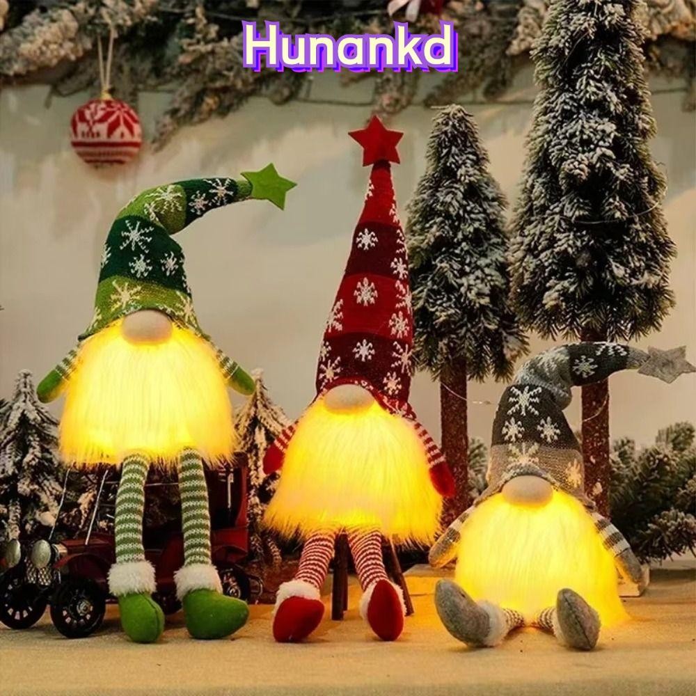 Hunan เรืองแสง Gnome คริสต์มาส Faceless ตุ๊กตา ตุ๊กตาซานตาคลอส สโนว์แมน ตุ๊กตาเอลฟ์โนม พร้อมไฟ LED เรืองแสง