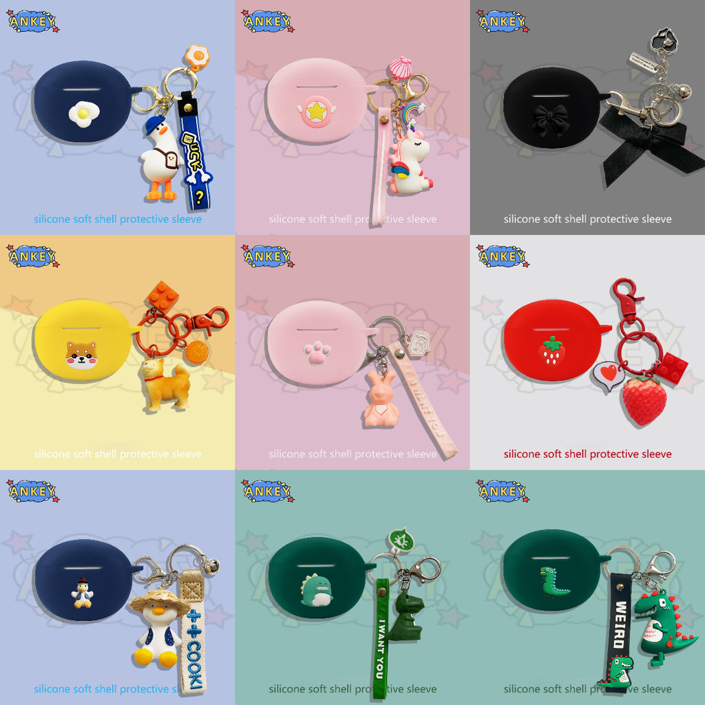 Case For Oppo Enco Air 4 Earphone Silicone Cover Air 4 Pro Earbuds Lovely Dinosaur Soft Protective Headphone Headset Skin with Pendant