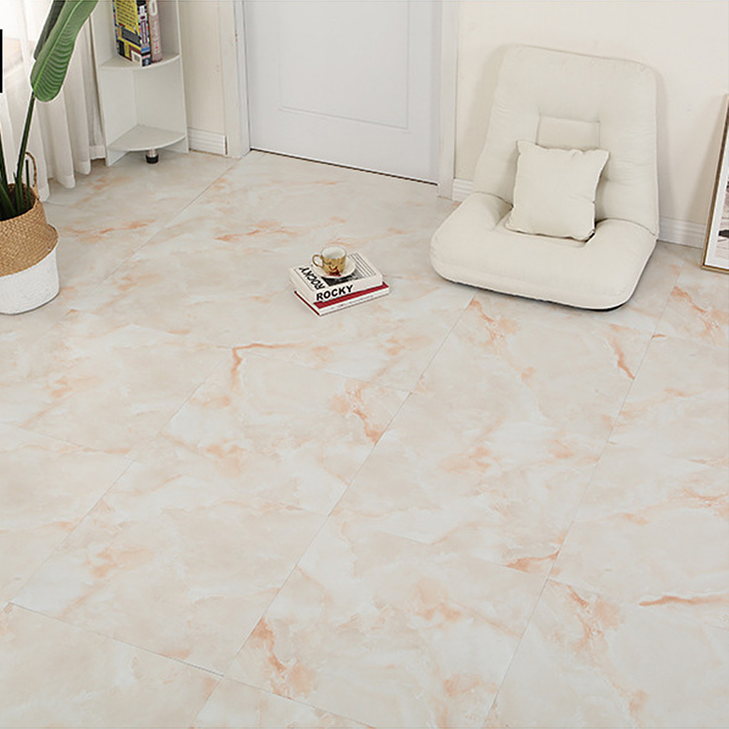 10PCS กระเบื้องยาง 60*60cm ถูกที่สุด กระเบื้องยางลายหินอ่อน กาวในตัว ติดพื้น แผ่นปูพื้น ปูพื้นห้องนอน