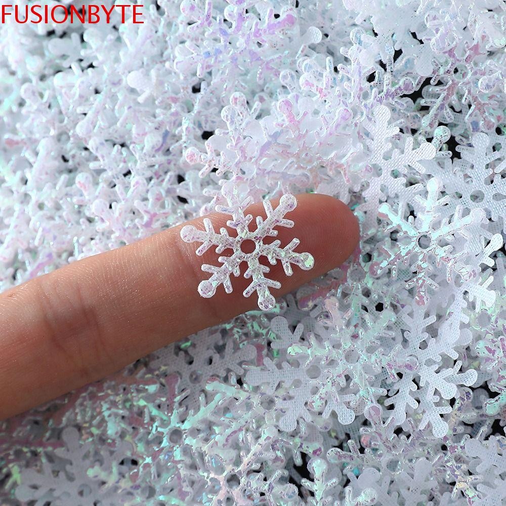 Fusionbyte คริสต์มาสเกล็ดหิมะ Confetti, หลายสี 1.5 ซม./2 ซม./3 ซม.เกล็ดหิมะประดิษฐ์, ตลก DIY Glitter Snowflake Sequins เค้กตกแต่ง