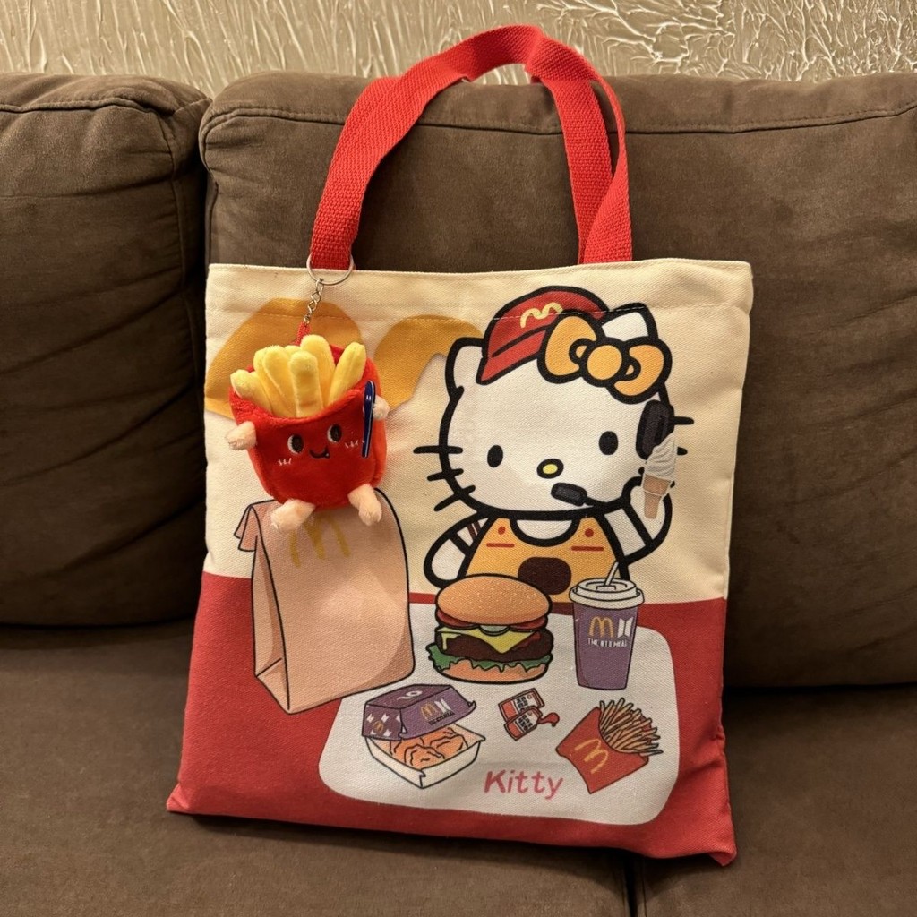 น่ารัก Hello Kitty ผ้าใบกระเป๋ากวดวิชากระเป๋านักเรียนความจุขนาดใหญ่ Tote กระเป๋าสําหรับ Outward Commuting