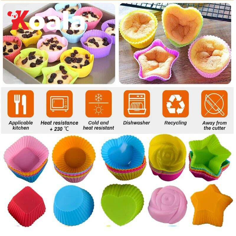 KOALA 7pcs silicone molds are non-stick reusable silicone paper cup cake liners used for muffin cups