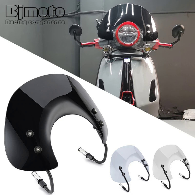 RM กระจกบังลมหน้าสำหรับ LX50 Piaggio Vespa LX125 LX150 GTS125 GTS250 GTS300หักเหลมมอเตอร์ไซค์