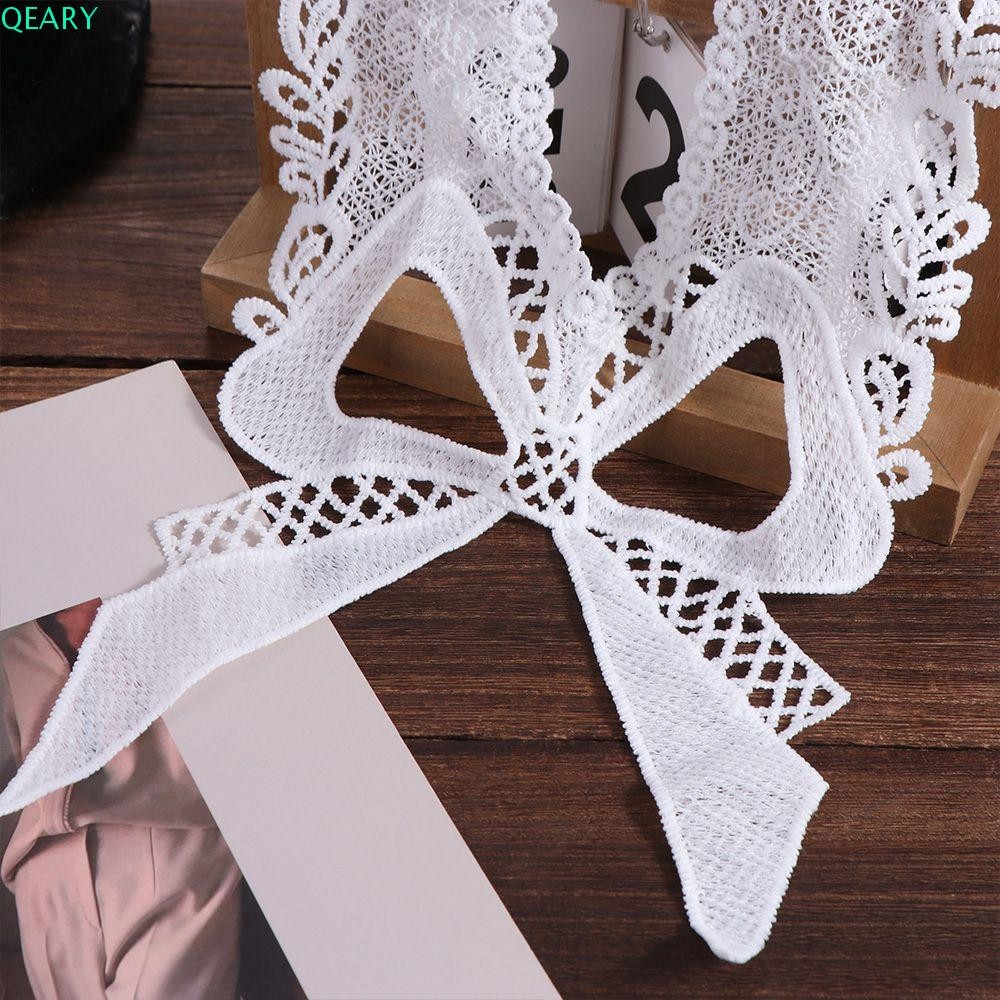 Qeary ลูกไม้ Neckline, ปกปักเสื้อผ้าแพทช์, DIY โบว์สีขาวเสื้อผ้าทําด้วยมือ Applique เย็บ
