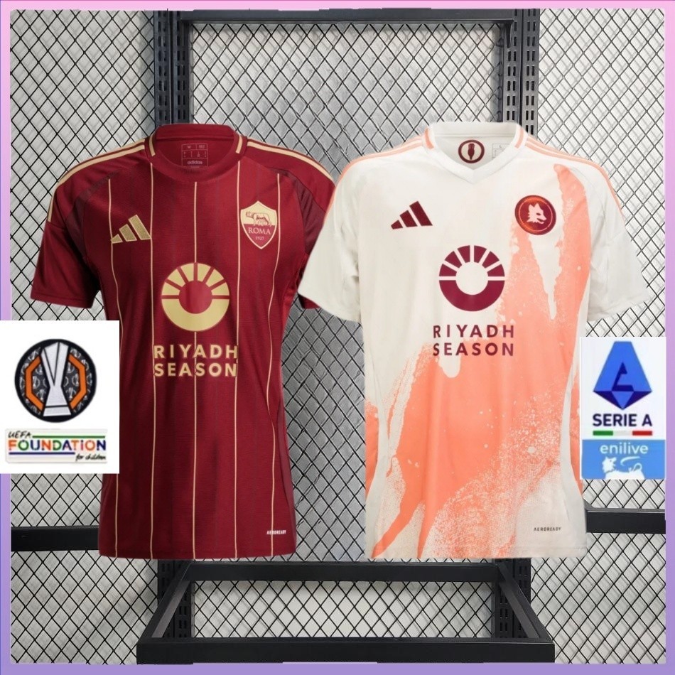 Aaa+as Roma 24/25 Home & Away Jersey เสื้อยืดฟุตบอลผู้ชายรองเท้าฟุตบอลคุณภาพสูง