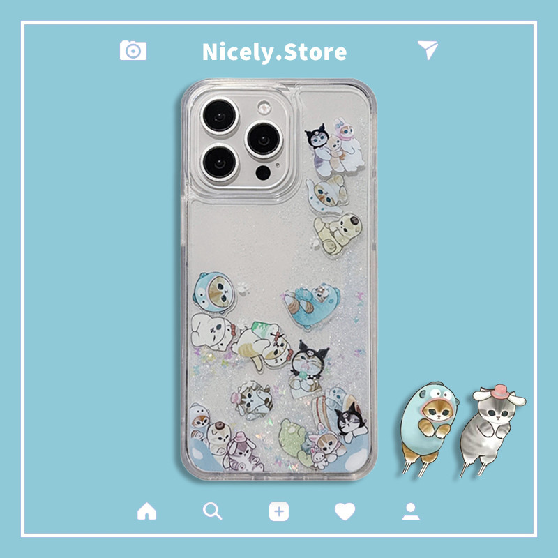 การ์ตูน Sanrio Cat Quicksand เคสโทรศัพท์สําหรับ iPhone 16 15 14 13 12 Pro Max 11 16Plus 11Promax อะคริลิคสกปรกปลอกแข็ง