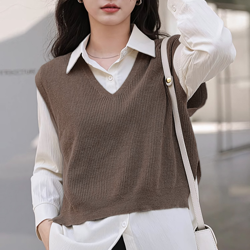 Suysuy พร้อมส่ง เสื้อไหมพรม แขนกุด แต่งแหวกหลัง เก๋ๆ แฟชั่นสาวเกาหลี ผ้าหนานิ่มอย่างดี สีสวย ใส่สบาย ยืดได้เยอะมาก