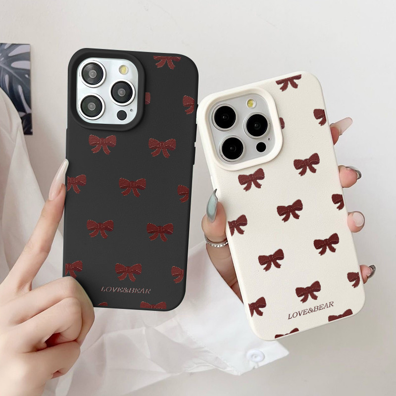 น่ารักซิลิโคนอ่อนนุ่ม Anti Slip Bowknot กรณีสําหรับปลอก IPhone 16 15 14 13 12 11 Pro XS Max XR X Plus กันกระแทกความงามฝาครอบโทรศัพท์