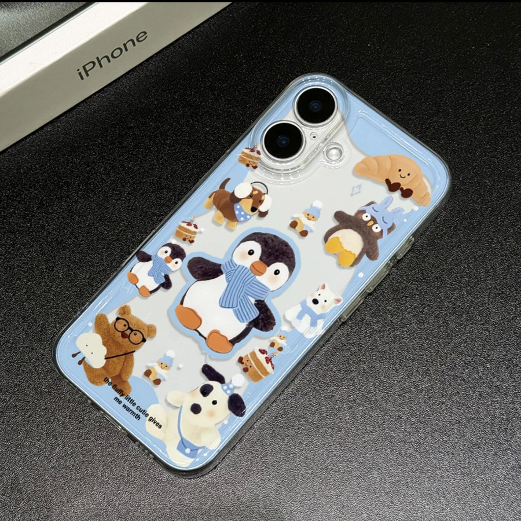 เพนกวินฤดูหนาวน่ารักเหมาะสําหรับ Apple 16/15pro เคสโทรศัพท์ 14/13/12 กันกระแทก XR/X นุ่ม 7plus/8p รวมทุกอย่างเคสโทรศัพท์
