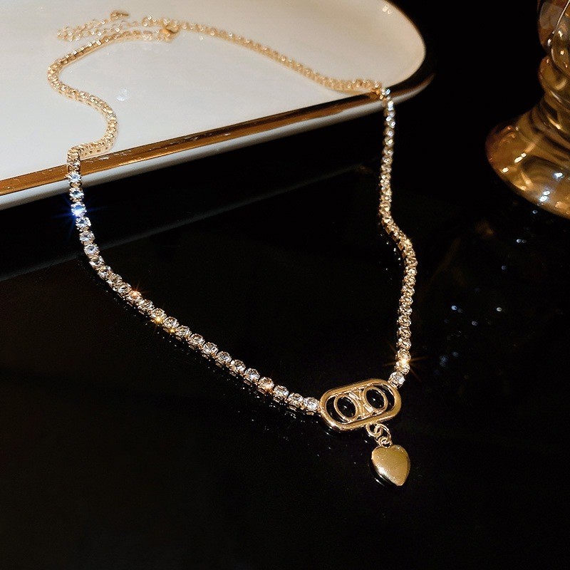 Celine1321 สร้อยคอ Rhinestone Love สไตล์ใหม่ยุโรปผู้หญิงอเมริกัน High-End Clavicle Chain 65