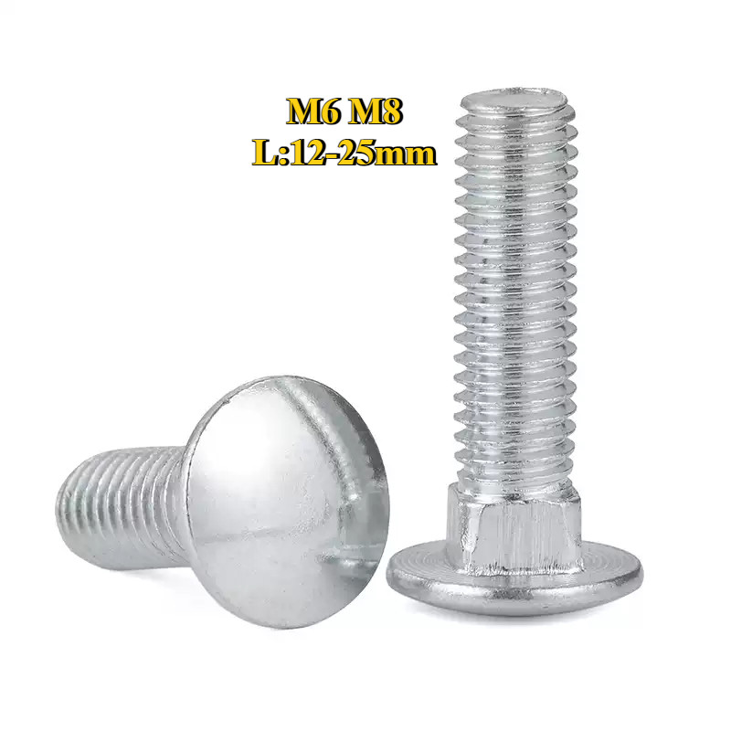 ((BY-XSP-w)Cup Head Square Neck Bolt Galvanized / หัวกลม คอเหลี่ยม ชุบสังกะสี น็อต M6M8