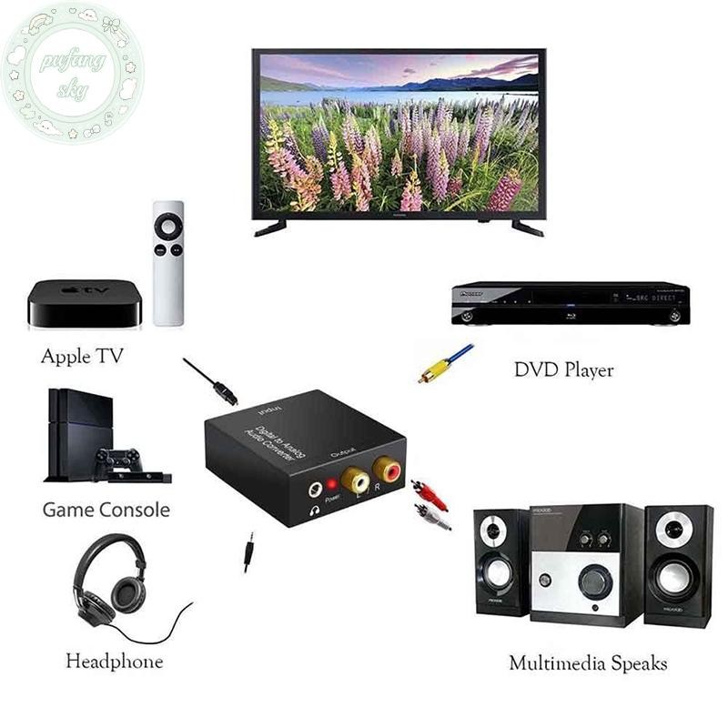 Pusky Optical Coax Toslink Digital to Ana Converter อะแดปเตอร์เสียงสเตอริโอ RCA L/R TH