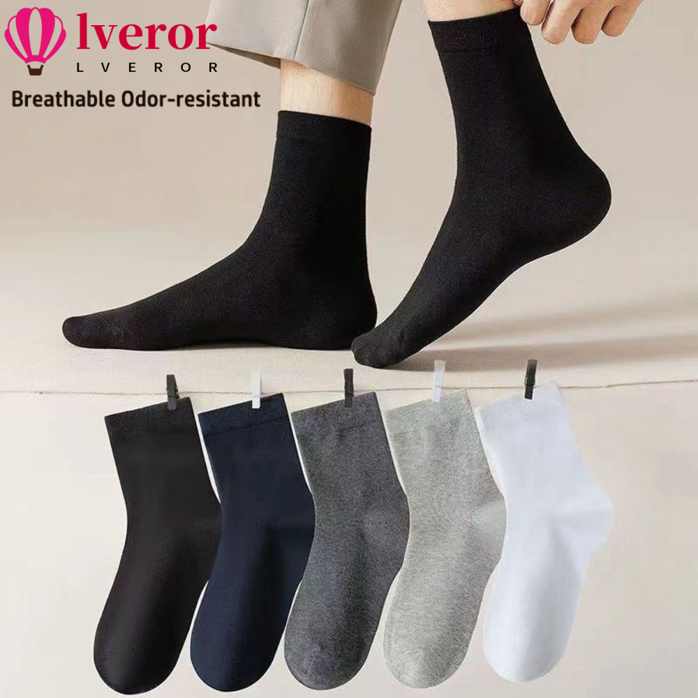 Lveror Mens Mid-Tube Sock, Breathable Classic Mens Socks, คุณภาพสูงสบายอุ่นนุ่มลูกเรือถุงเท้าฤดูใบไม้ร่วงและฤดูหนาว