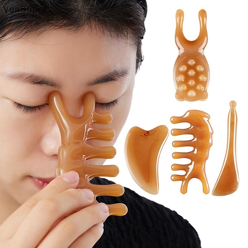 Vansuper Face Lifg Guasha เรซิ่นขูดนวด Facial Scraper เครื่องมือ Eye SPA แผ่นนวดลดอาการบวมจมูก Lifg จมูกนวด HOT
