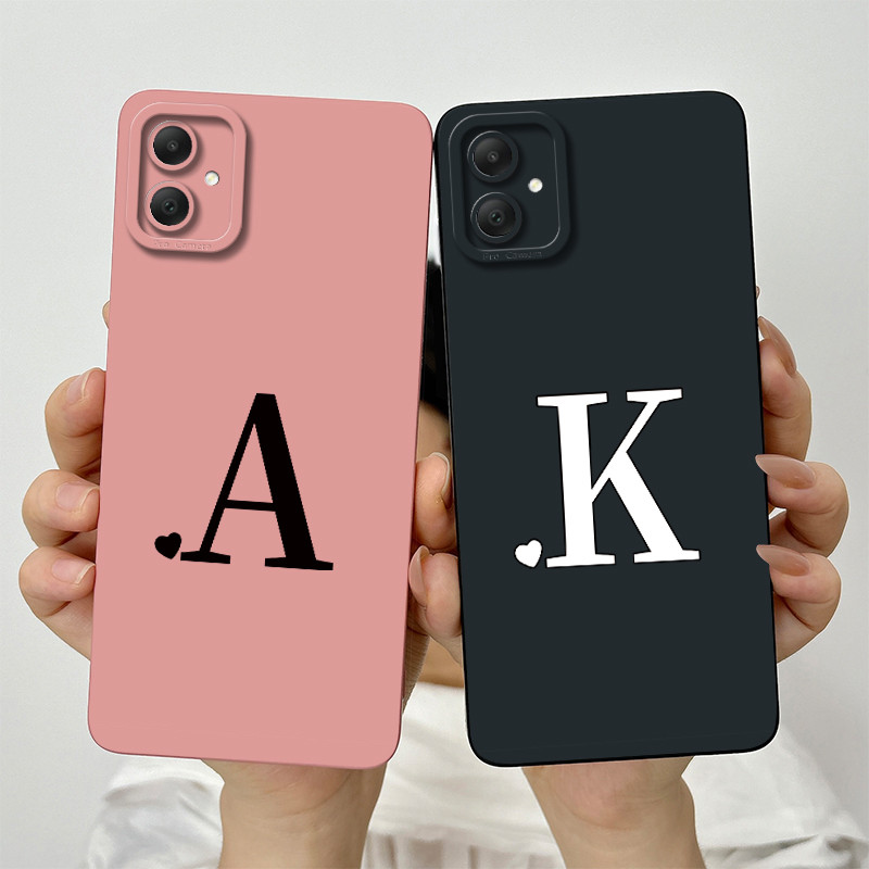 ปลอกใหม่สําหรับ Samsung Galaxy A06 น่ารักตัวอักษรเริ่มต้น Liquid ซิลิโคนกันกระแทกฝาครอบโทรศัพท์นุ่มสําหรับ SamsungA06 GalaxyA06 กรณีเชลล์