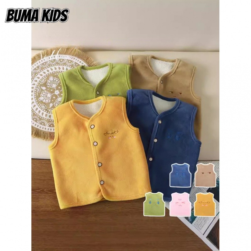 Buma KIDS เสื้อกั๊กเด็กใหม่หนาเบาะเย็บปักถักร้อยรูปแบบ Warm Undershirt