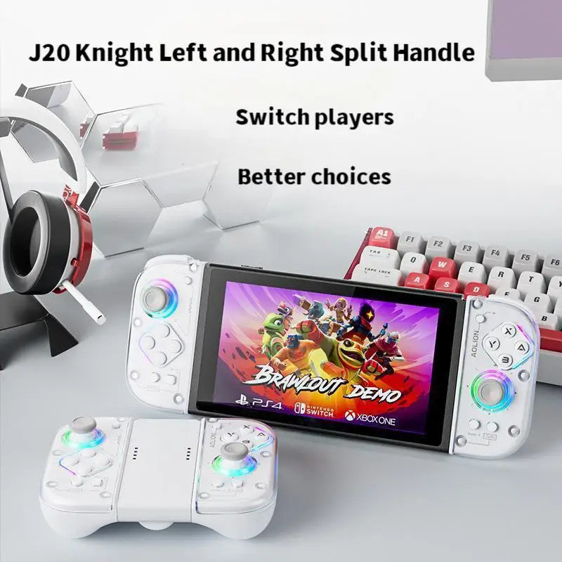 Aolion J20 ซ้ายและขวา Hall จอยสติ๊กแยกตัวควบคุมเกม JoyCon การสั่นสะเทือน Hall ปุ่มกล PC ไร้สายบลูทูธ