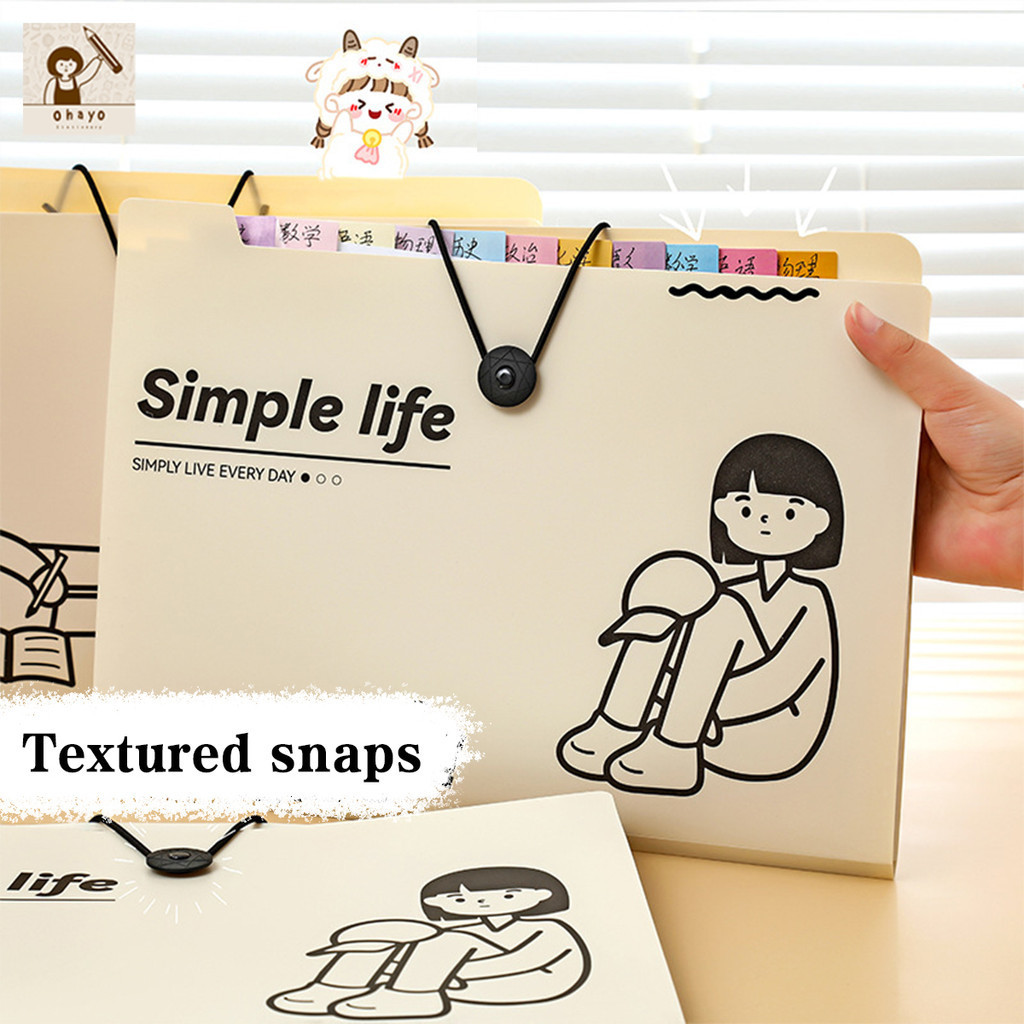 Ohayo แฟ้มกระเป๋า แฟ้มใส่เอกสาร A4 กระเป๋าออร์แกน อุปกรณ์เครื่องเขียน นักเรียน 8