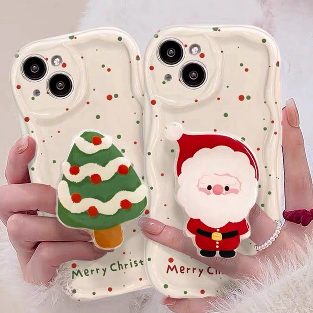 การ์ตูน Chrismas Treeเคสโทรศัพท์สําหรับIPhone 16 11 15 13 14 12 Pro MAX 7Plus 8Plus X XR 11Pro XS MAX 13Proกรณีซิลิโคนอ่อนนุ่มSantaกล้องProtector InsกันกระแทกWave Cover