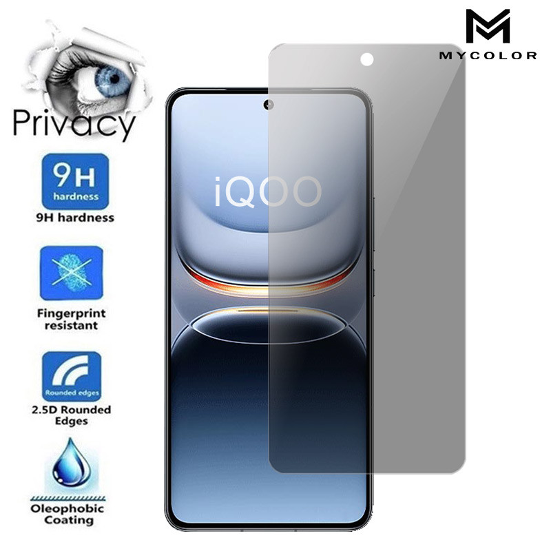 แบบกระจกนิรภัย ยี่ห้อ คุณภาพดีเยียม ฟิล์มกันเสือก กันมอง VIVO iQOO 13 12 11 10 Z10 Z10x Z9 Turbo Z9x