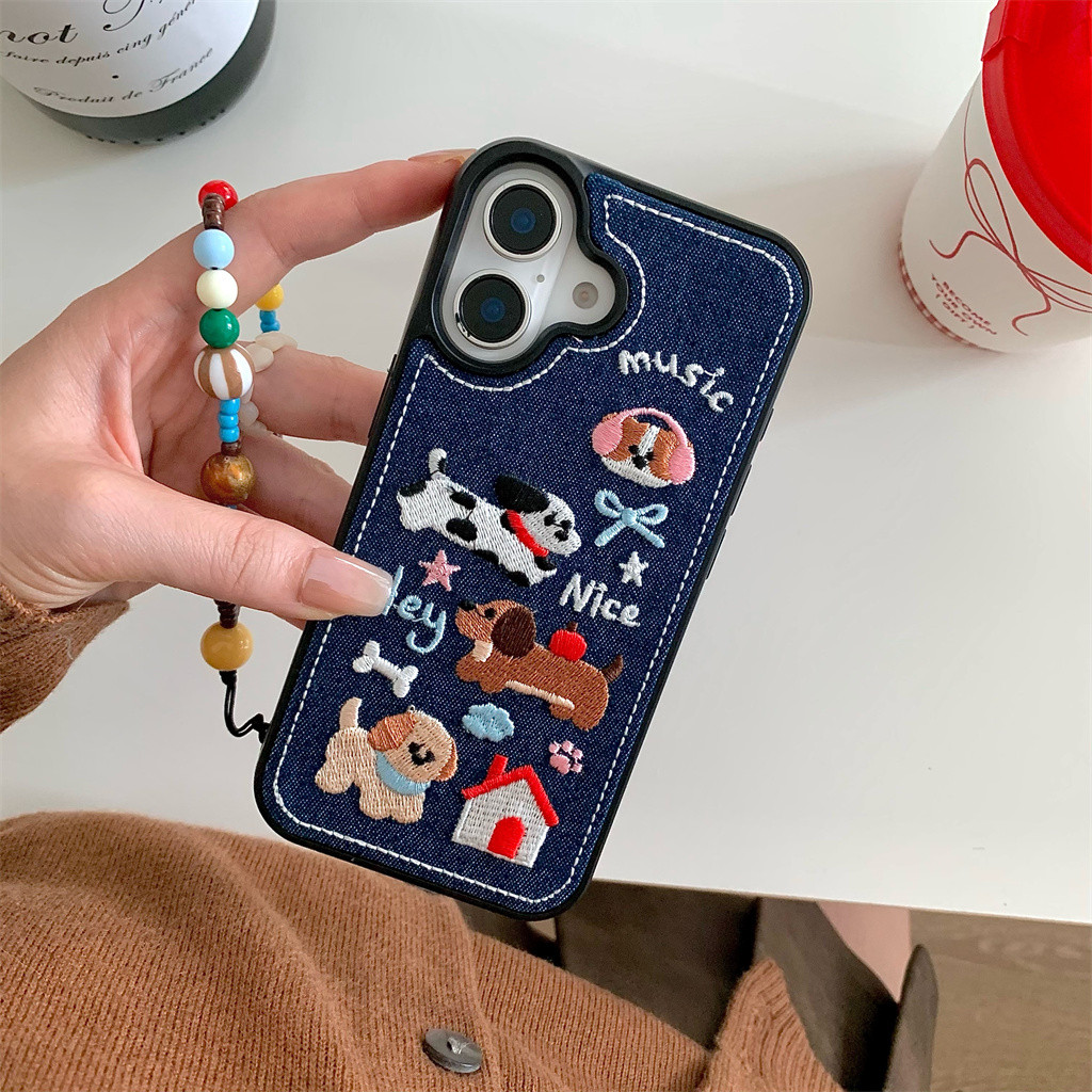 สําหรับIphone Case 17 Pro Max 16 Pro Max 15 Pro Max 14 Pro Max 13 Pro Max 12 Pro Max Denim - House Dog TPU Soft Case