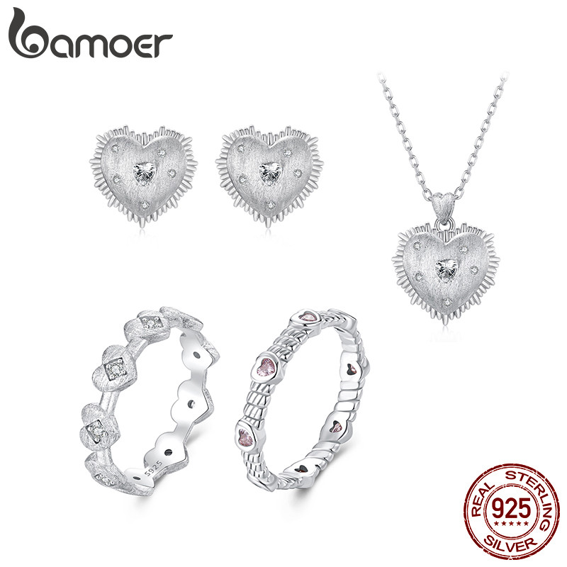 Bamoer 925 Sterling Sliver Ring Heart Design Series ของขวัญเครื่องประดับสําหรับผู้หญิง SCR1094