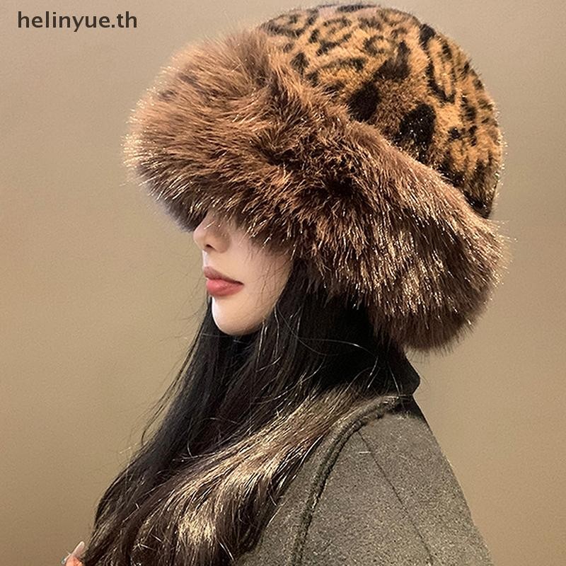 Helinyue ฤดูใบไม้ร่วงและฤดูหนาวผู้หญิงแฟชั่นหมวกขนสัตว์หมวกขนสัตว์หมวกขนสัตว์หมวกมองโกเลีย Brimless Plush Fluffy เล่นสกีขี่หมวกอบอุ่น TH
