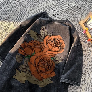พร้อมส่งจากกทม มาถึงใน 2วัน เสื้อยืดผ้าฝ้ายแขนสั้นพิมพ์ลายผู้ชาย สวมใส่สบาย ระบายอากาศได้เสื้อยืดฟอกทันสมัยและอินเทรนด์