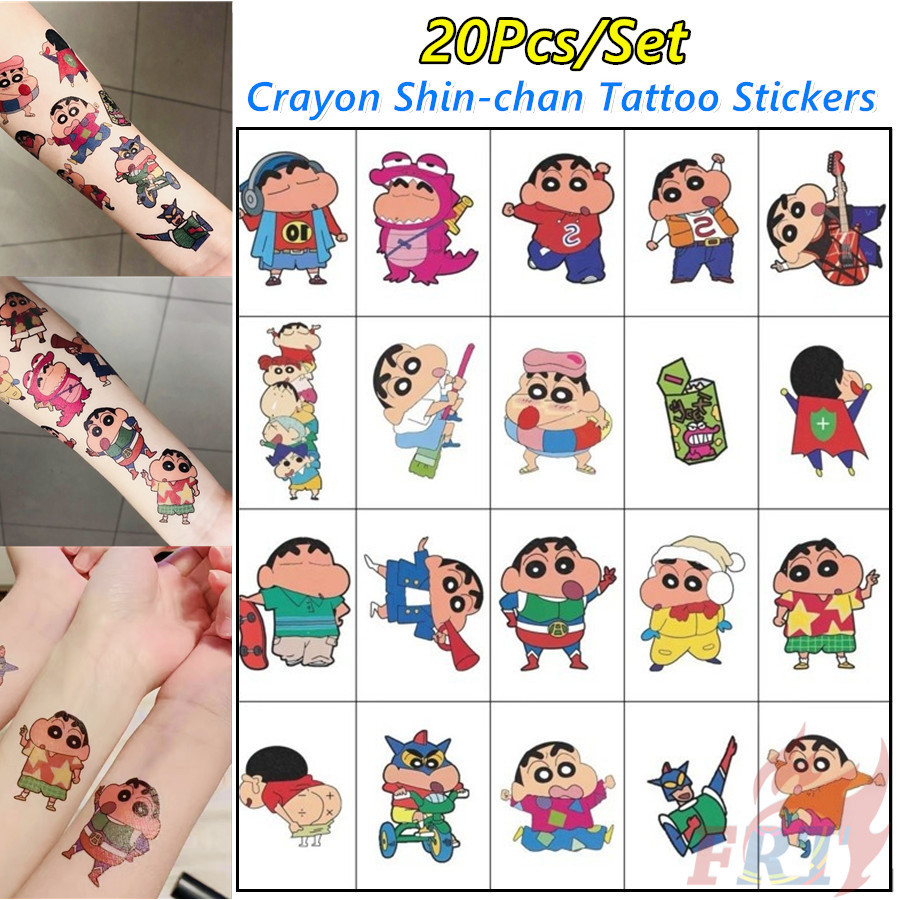 ❣️20ชิ้น/เซ็ตตลกเครยอนชินจังสติกเกอร์รอยสักชั่วคราว❣️รอยสักกันน้ําสําหรับแขนเซ็กซี่กระดูกไหปลาร้าร่างกายศิลปะมือเท้า