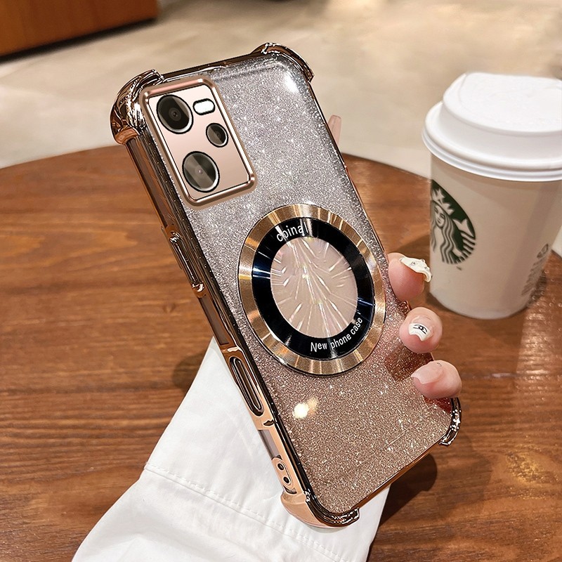 New สีcase สําหรับ Realme C35 ประกายสีชมพูสี่มุม Anti Drop เคสโทรศัพท์ความงามแม่เหล็กกันกระแทกซิลิโคน TPU Soft case