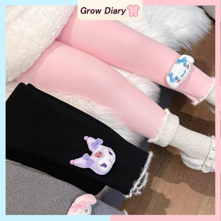 กางเกงเลกกิ้งเด็กผู้หญิงแบบหนา 3d Kuromi Melody เลกกิ้งเด็กน่ารัก 2-7 ปี