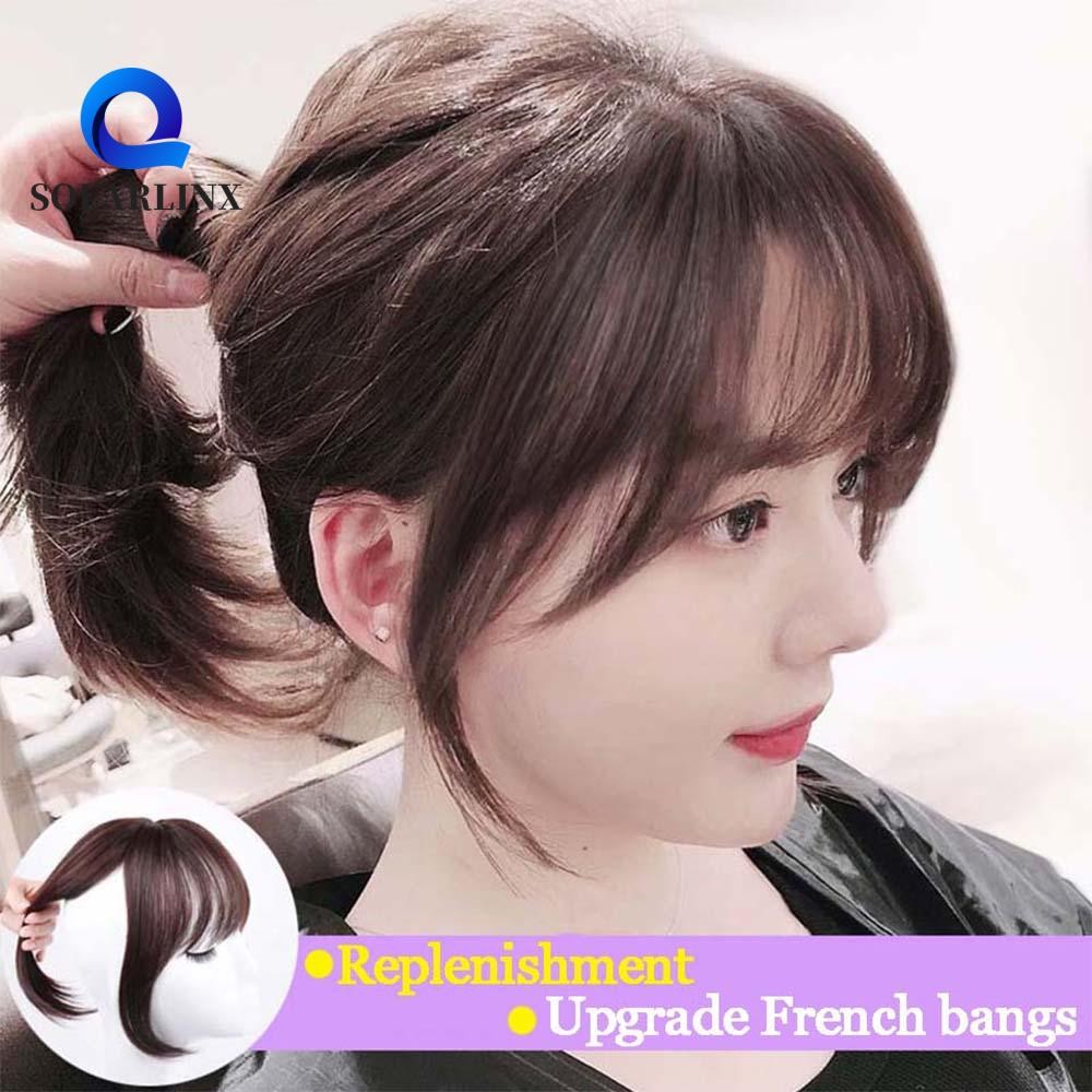 Solarlinx ด้านบนผม Bangs คลุมทั้งหมดไม่มีรอยต่อต่อผมคลิปสังเคราะห์ในอุณหภูมิสูงเส้นใย Hairpiece
