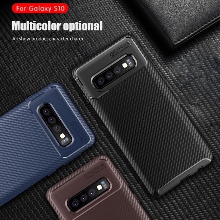 CASE SAMSUNG S10 S10 5G S10 PLUS SOFT COVER คาร์บอนไฟเบอร์ PATTERN AUTOFOCUS SLIM FIT SHOCKPROOF - A