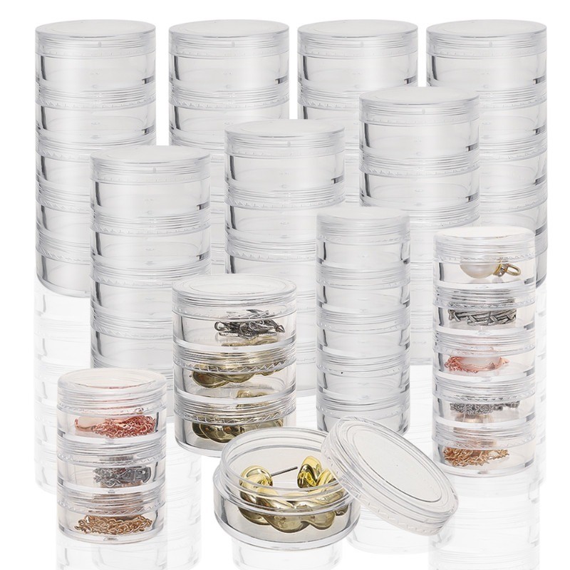 1เซ็ต5ชั้นกระบอกวางซ้อนกันได้ลูกปัดภาชนะ-พลาสติกรอบใสอุปกรณ์จัดเก็บออแกไนเซอร์กล่องงานฝีมือสินค้าขนาดเล็ก - รูปที่ 6