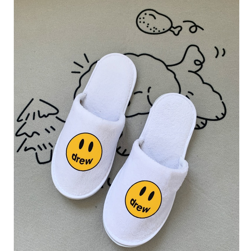 คุณภาพสูงพร้อมสต็อก!การ์ตูนน่ารัก Drew Smiley Face Coral Fleece สบายกันลื่นในร่ม Slipp
