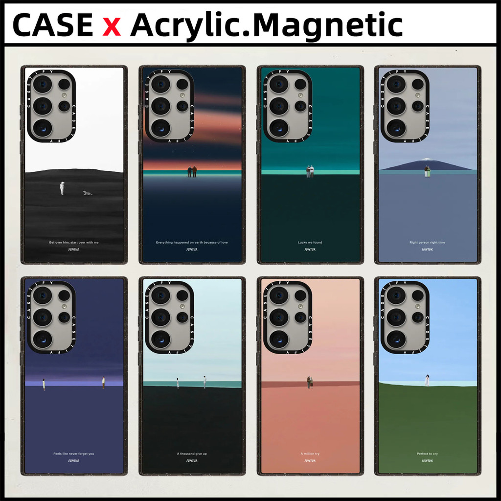 Samsung Galaxy S25 Ultra Plus S24 S22 S23 Ultra เคสโทรศัพท์แกะสลัก CASETiFYSuntur เอฟเฟกต์ดูดแม่เหล็ก เคสอะคริลิค กันกระแทก ฝาครอบป้องกัน