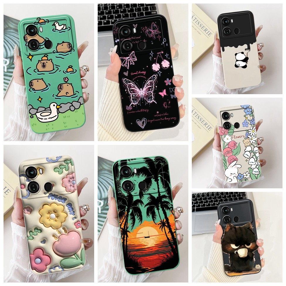 Itel P40 กรณี P662L ความงามแมวน่ารักแฟชั่นตลกซิลิโคนกันกระแทกเคสโทรศัพท์ P40 ITEL P 40 ปกหลัง P662LN