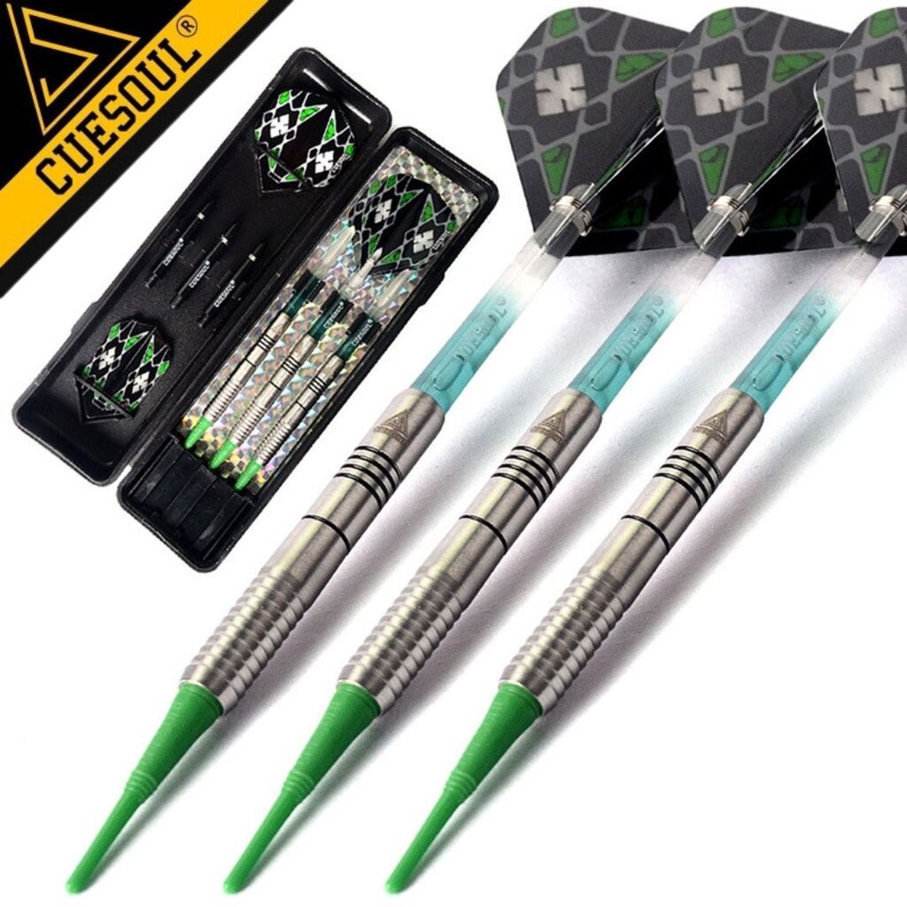 ลูกดอกปาเป้า CUESOUL Tungsten Soft Darts / Black-Green Flight 16g