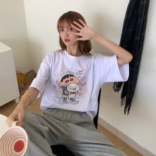 เสื้อชินจัง เสื้ออนิเมะ เสื้อคู่ เสื้อยืด oversize เสื้อสวยๆ เสื้อยืดขาว เสื้อดํา เสท้อยืด เสื้อยืดตลก คอกลม รูปภาพ 4 แบ