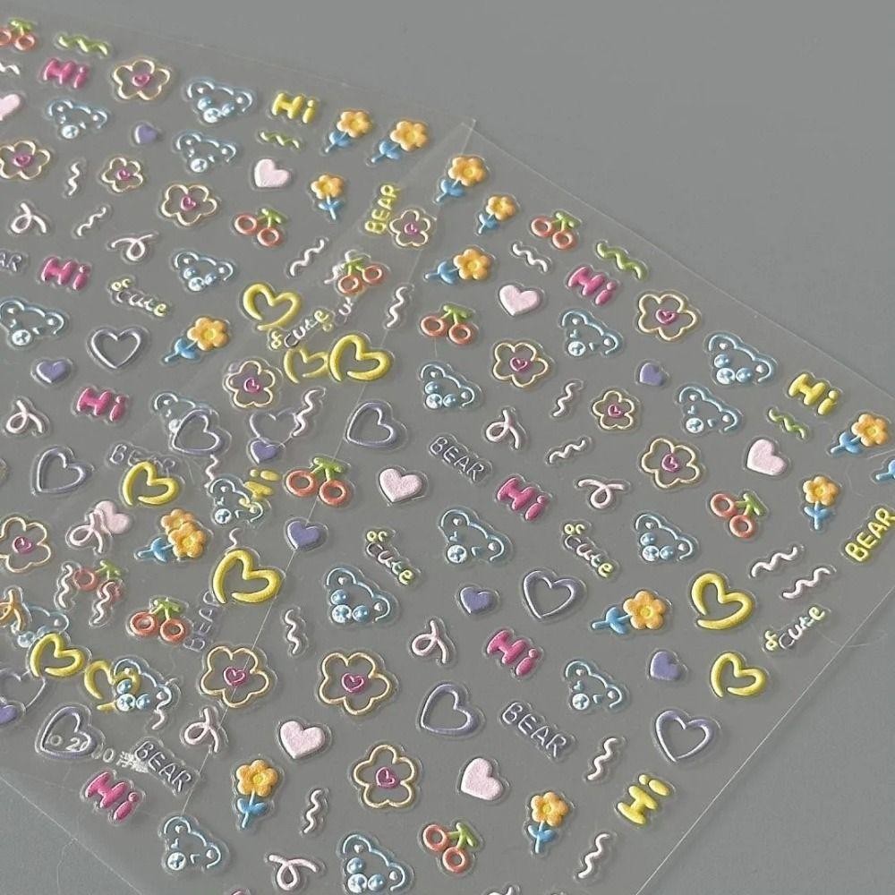 PUREHAIRBEAUTY สติ๊กเกอร์ติดเล็บ,นุ่มนูนน่ารักถ้วยสติกเกอร์,Selfกาวตกแต่งเล็บมัลติฟังก์ชั่นรูปลอกเล็บสติกเกอร์ - รูปที่ 4