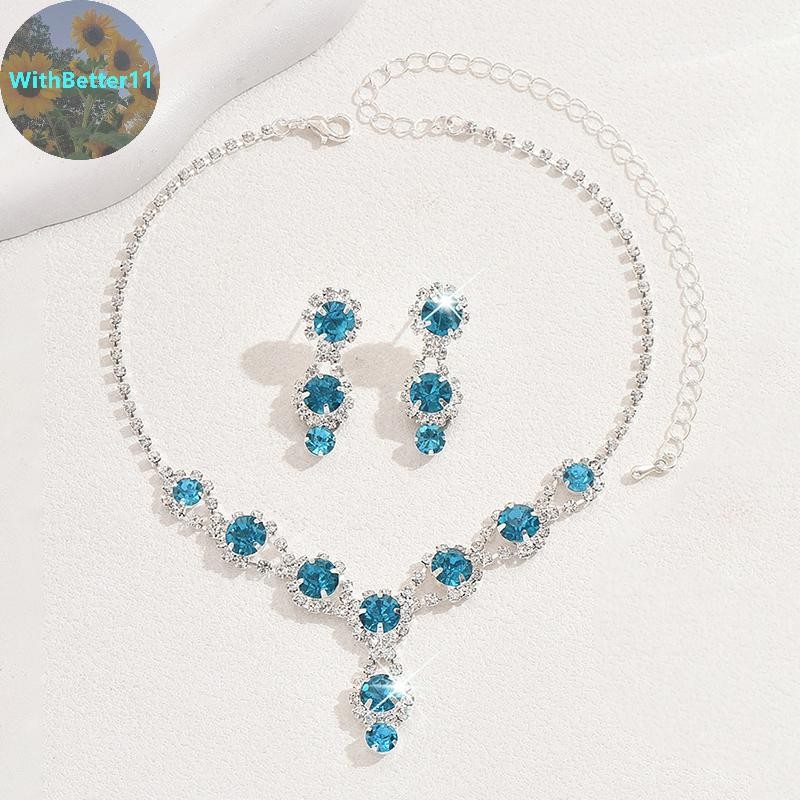 Better Jewelry Necklace Set Fashion ประณีต Elegant Red/blue/silver Etc/Zircon สร้อยคอคริสตัลสร้อยข้อ