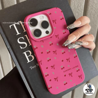 เคส For iPhone 13 เคสหนังเนื้อนิ่มสีแคนดี้ TPU เชอร์รี่น้อยน่ารัก For iPhone 11 15 14 13 12 16 Pro Max X XS XR 7 8 Plus