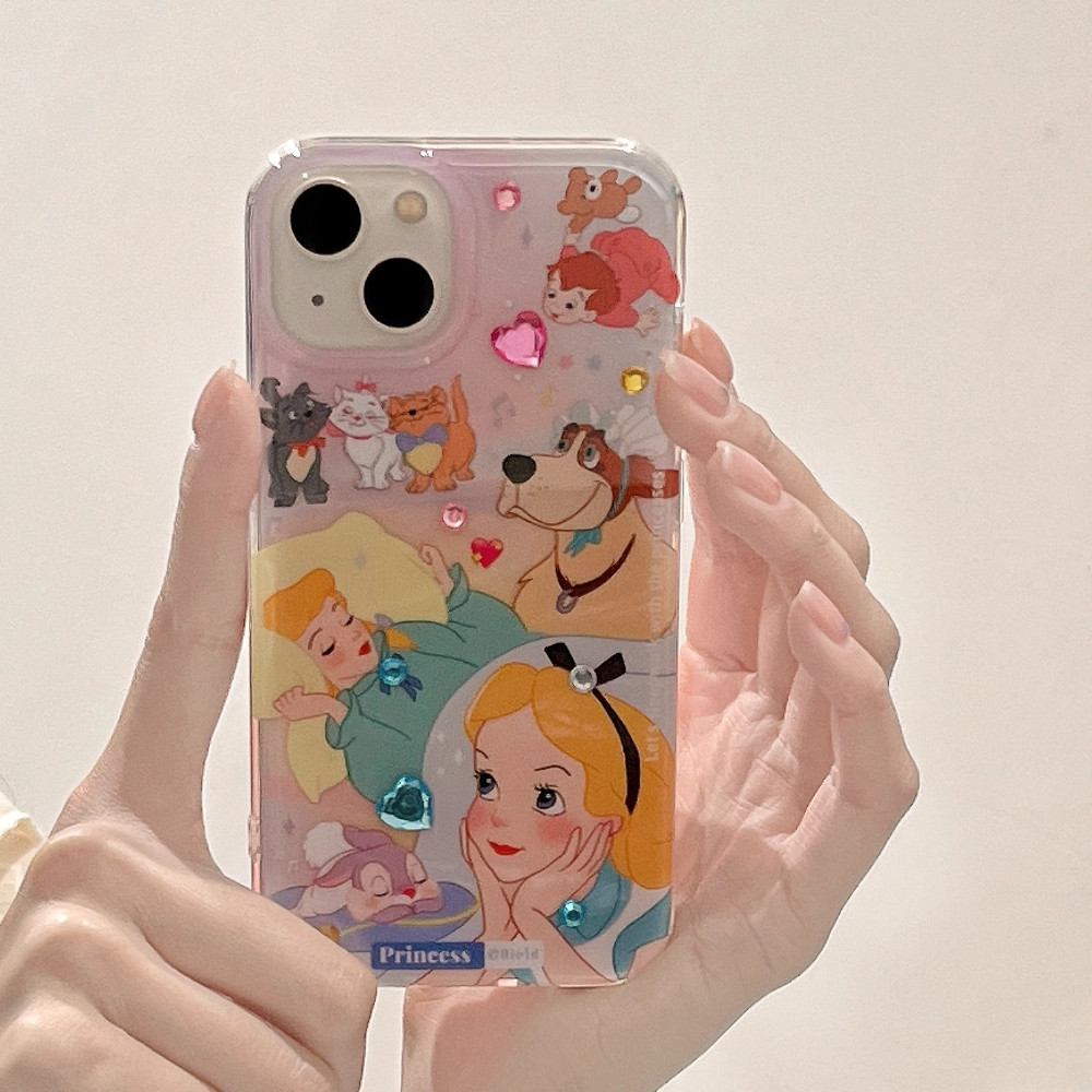 เจ้าหญิงน่ารัก 3Dเพชรเคสโทรศัพท์สําหรับiPhone 11 12Pro 13 14Plus 15Pro Max 16Plus 16Pro XR XS Max 7 8Plusน่ารักสุนัขหมีสาวสร้างสรรค์ฝาครอบโทรศัพท์BB