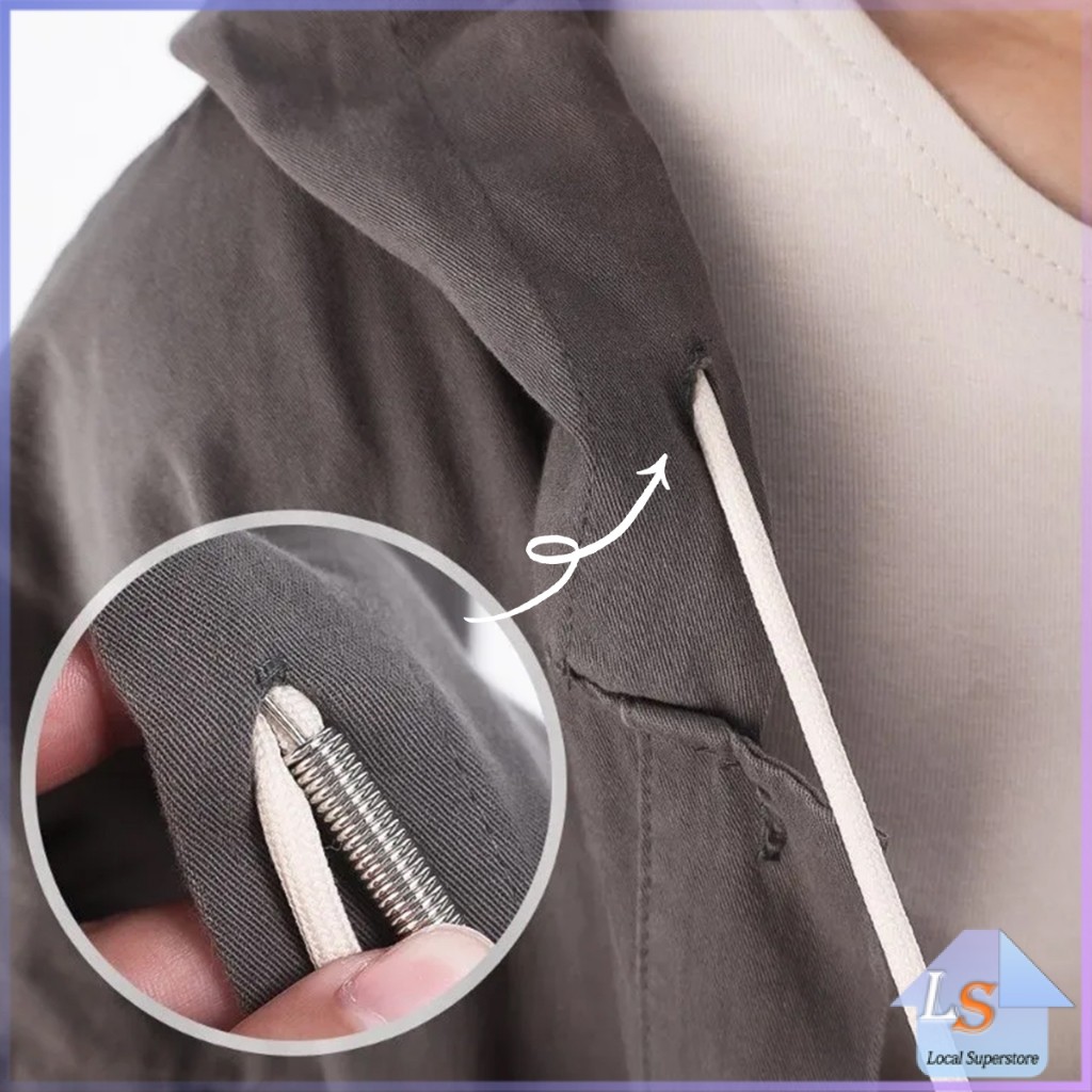 สปริงเข็มร้อยยางยืด เข็มร้อย  คลิปตะขอกลึงเชือก ดึงยางขอบกางเกง Rope Threading Tool