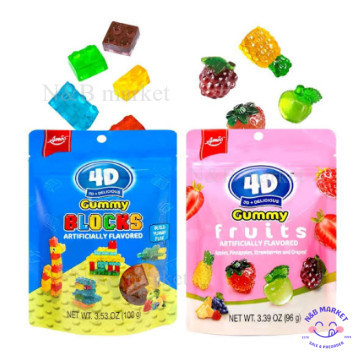 Amos 4D fruit gummy 40g wlchang เยลลี่ผลไม้ เยลลี่รูปตัวต่อ