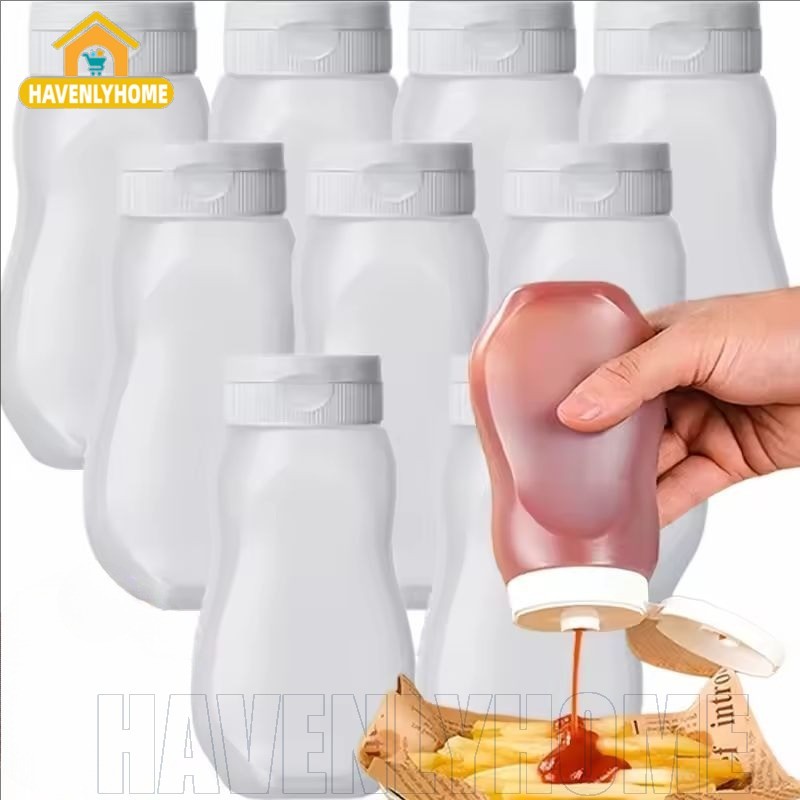 ขวดใส่เครื่องปรุงรสอเนกประสงค์ 330มล | ร้านอาหาร-วัสดุสัตว์เลี้ยงหนาเกรดพร้อมวาล์วซีเคียวเหมาะสําหรับซอสมะเขือเทศ/น้ําผึ้ง/เสรพ/มายอน