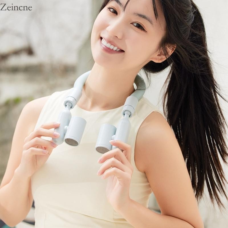 Zein พัดลมแขวนคอแบบพกพาสําหรับกีฬากลางแจ้งพัดลมระบายความร้อนไร้ใบพัดแบบชาร์จไฟได้น้ําหนักเบาสวมใส่เค