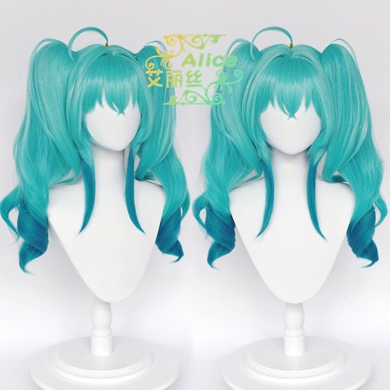 Hatsune miku Hatsune Little Devil miku หัวหอมสาว Blue Gradient Double Tiger ปากคลิปหางม้าคู่ cos วิก